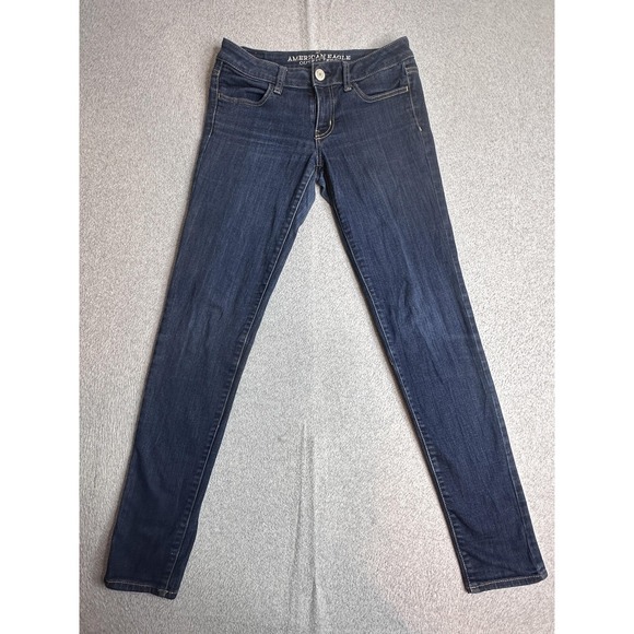 American Eagle Outfitters Jegging Jeans Womens 4 Long Blue Dark Stretch Denim - Picture 2 of 14